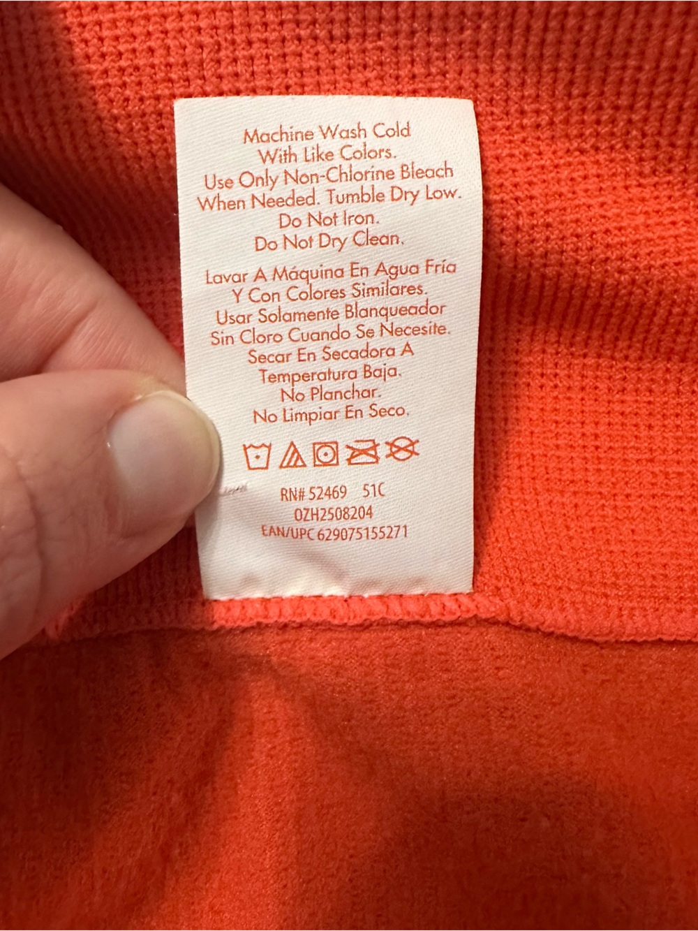 Ozark Trail Thermal Leggings XL Coral Orange Fleece Lined Ribbed Base Layer Pant - Picture 5 of 9